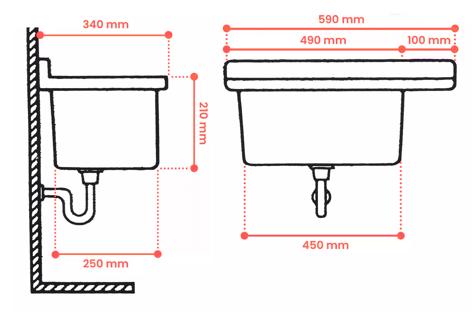 Technické plastové umývadlo 59x34x21 cm sivý granit